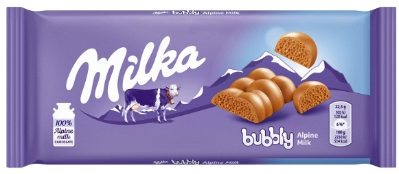 

Шoколад Milka Bubbly Alpen Milk пористый молочный 90 г