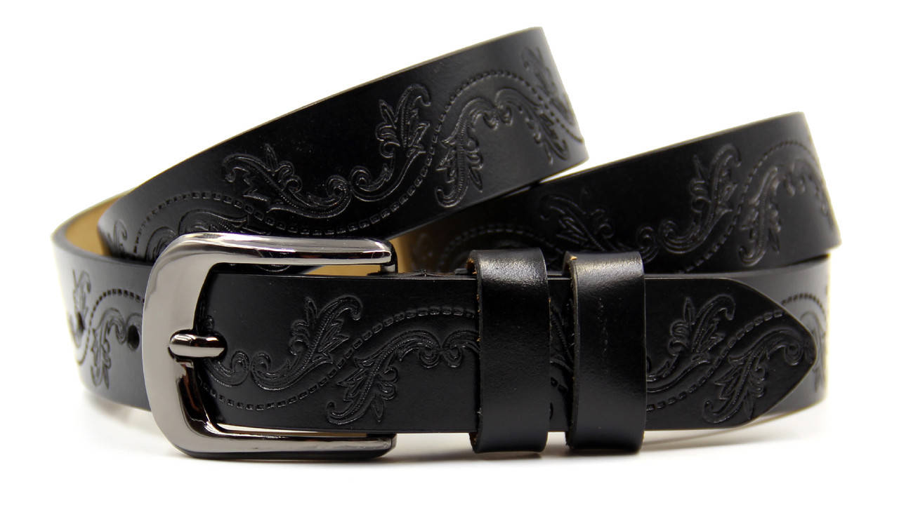 

Женский ремень с узором из натуральной кожи, Черный