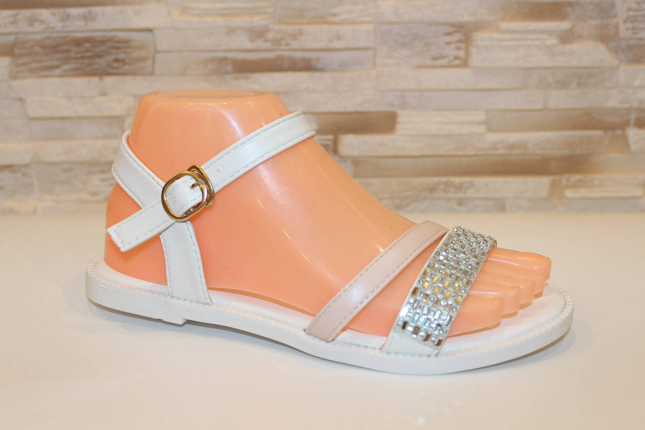 

Босоножки женские белые с розовыми вставками Б1150