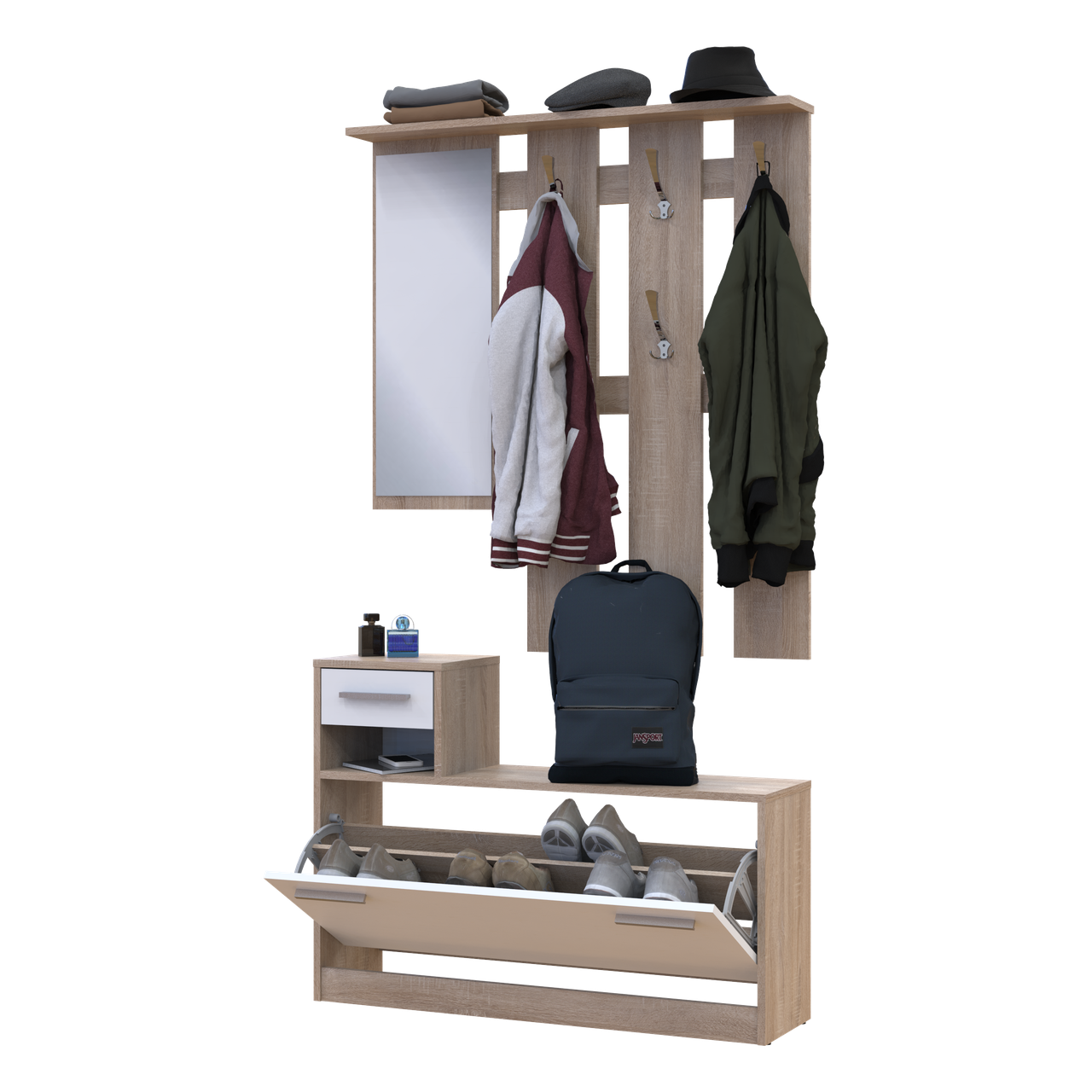 Передпокій Doros Alice Білий/Дуб Cонома 1 дзеркало 100х27х182,9 (44900238) 5