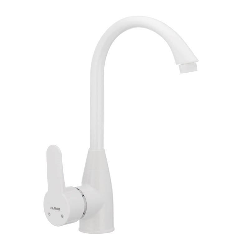 

PLAMIX Mario-011(W) Смеситель для кухни на мойку белый (без подводки)