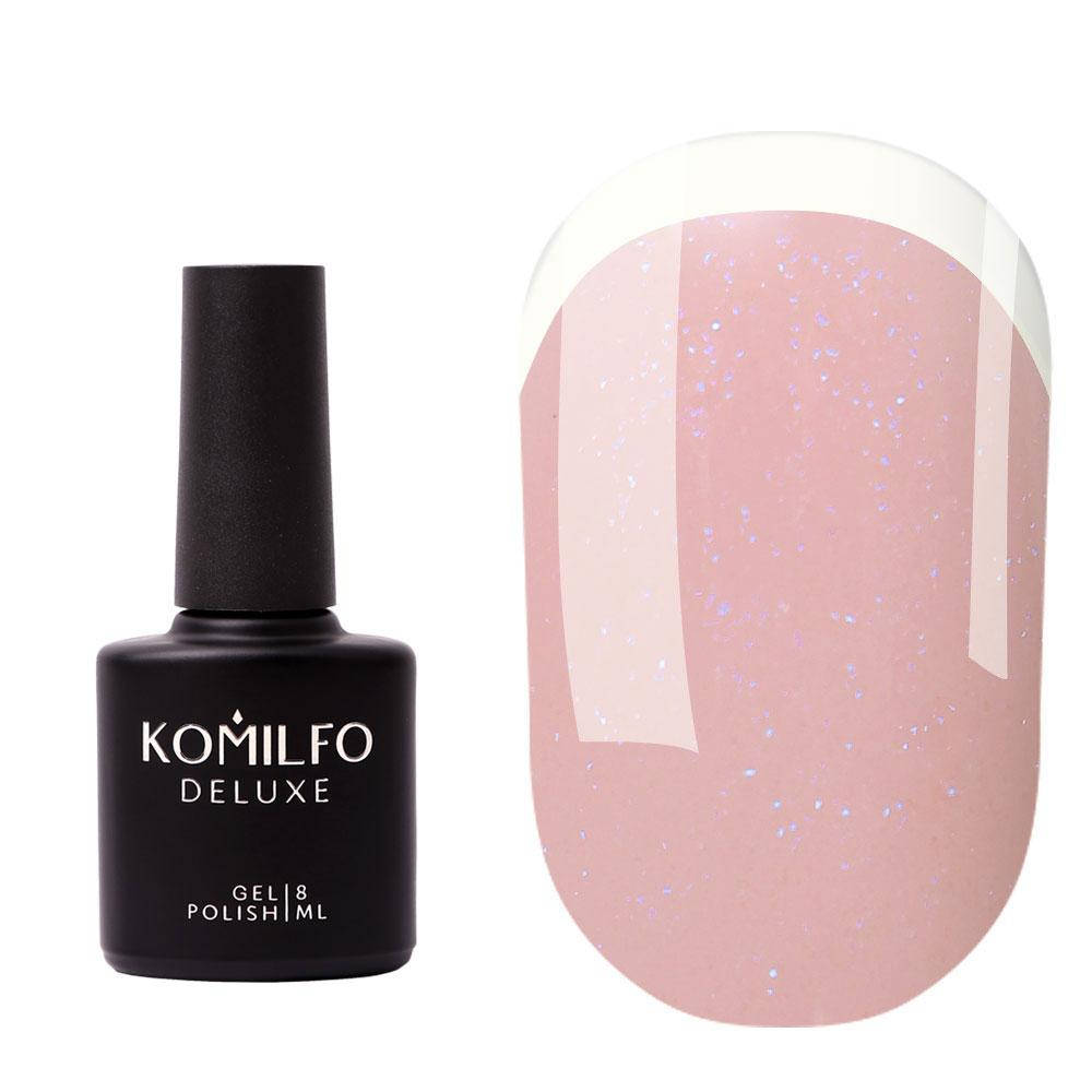 

Komilfo KC Glitter French Base Collection №KC006 (бежево-розовый с голубым микроблеском), 8 мл