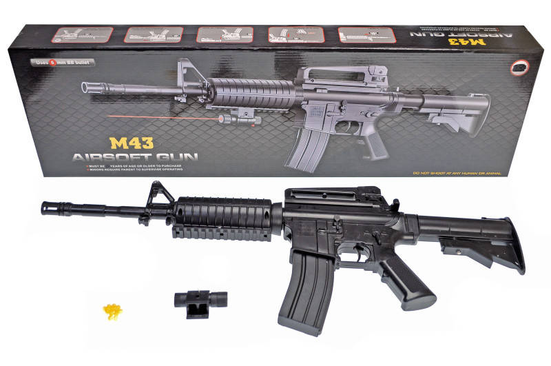 

Автомат игрушечный M43, пластиковые пули, лазер, Черный