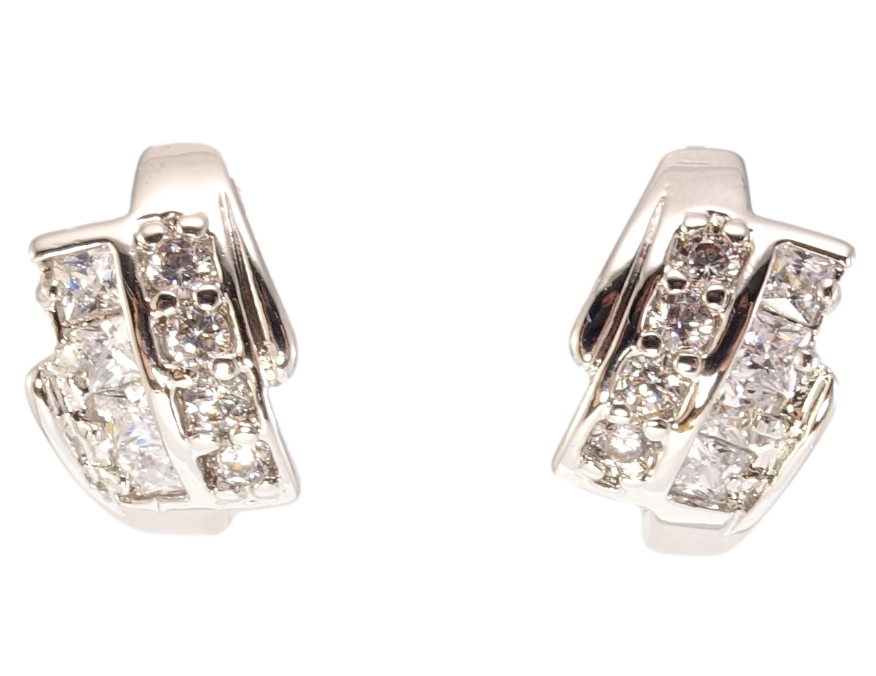 

Серьги СМ Родий колечки "Сдержанность форм с цирконием"