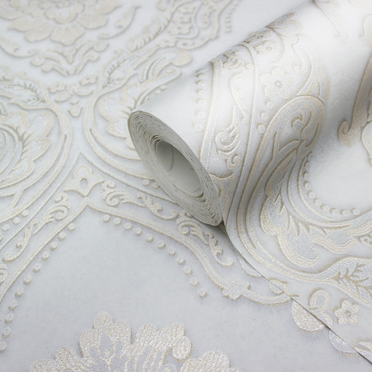 

Обои узоры на стену, Обои белые метровые LS Шарлотта ДХV-1196/5 (1,06 х10,05м), Белый