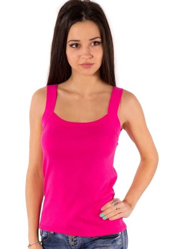 

Майка однотонная женская без рисунка летняя трикотажная хлопок, розовая, Розовый