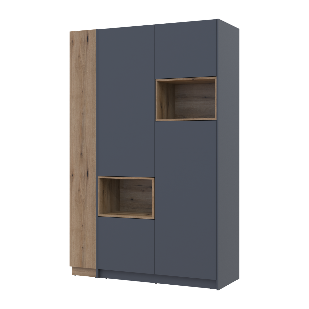 Шафа для одягу з нішею та етажеркою Doros Дейл Графіт/Дуб Евок 2 ДСП 143.2х52х220 (42005154)