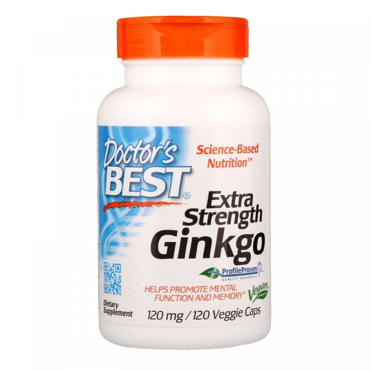 

Doctors Best, гинкго билоба (120 капс. х 120 мг), ginkgo biloba, гинко