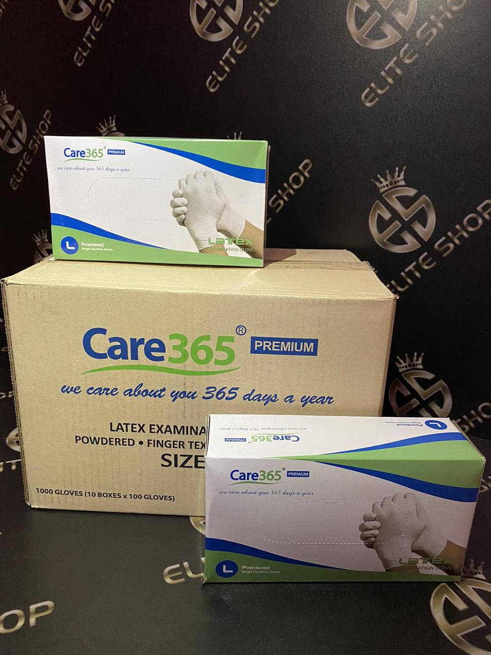 

Латексні оглядові рукавички Care365 (Таїланд) розміри S, M, L 100 шт/уп, Белый