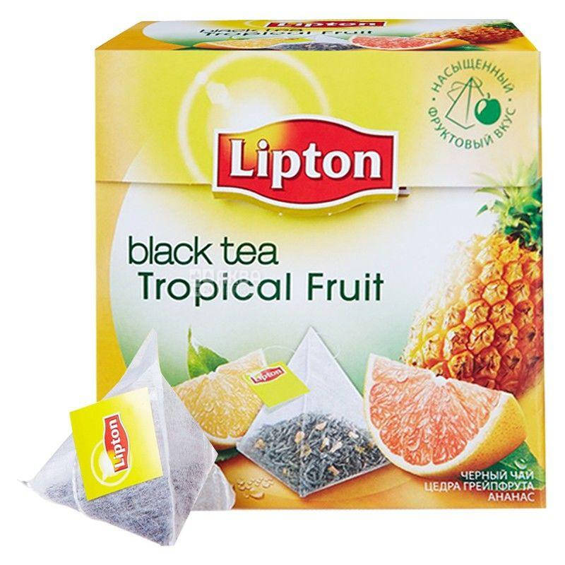 

Черный чай Lipton Tropical Fruit с экзотическими фруктами 20 пирамидок