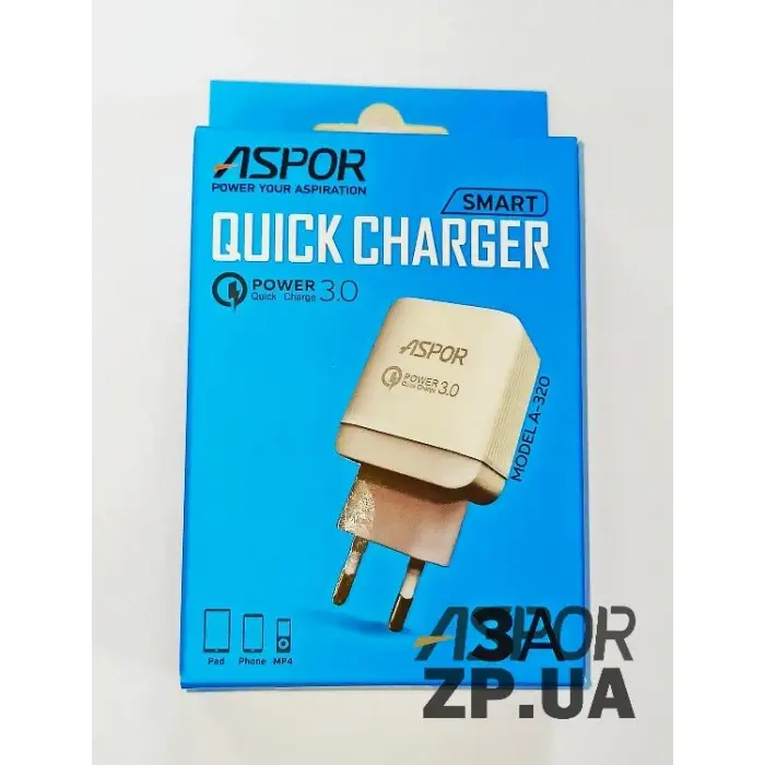 

Сетевое зарядное устройство Aspor A320 (QC/1USB/3A)- белый