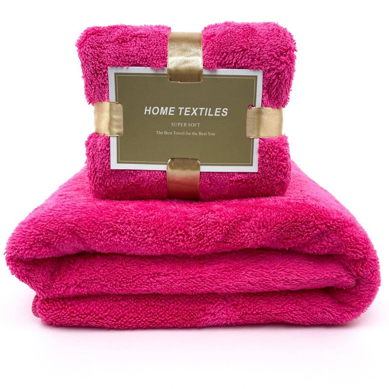 

Комплект полотенец однотонный Home Textiles (микрофибра) фуксия, Розовый