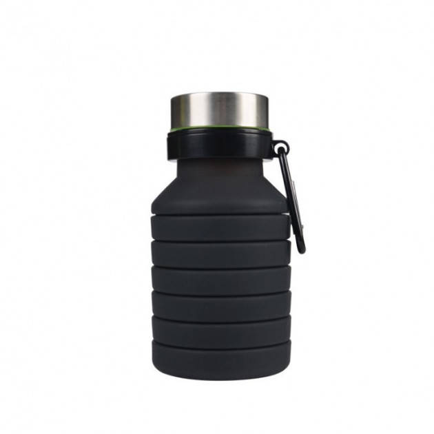 

Складная силиконовая бутылка с карабином Portable Sport Water Bottle черная! наилучший
