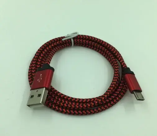 

Кабель MicroUSB микро юсб в тканевой оплетке зарядка шнур микро юсб, красный 1 м