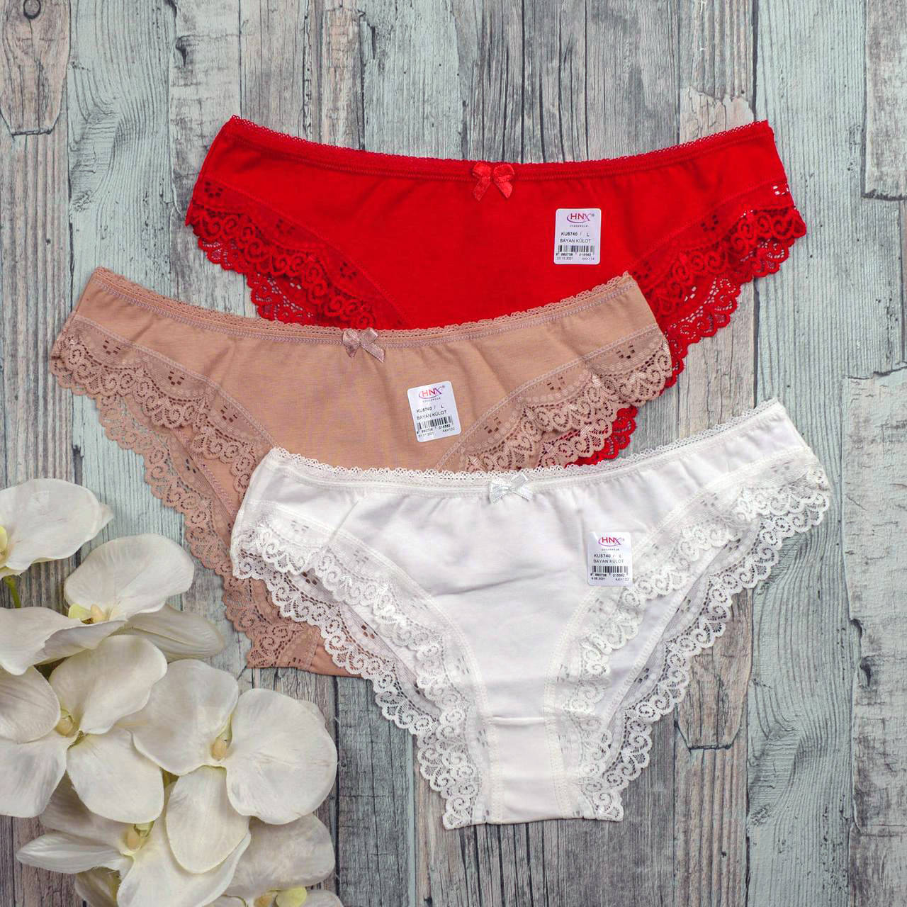 

Трусики женские с кружевом Hunex KU5740-1 L. Упаковка 3 шт. Турция Размер 46-48