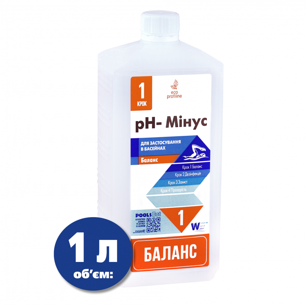 

PН жидкий Window World Water 1 литр. Жидкость для понижения pH minus в бассейне