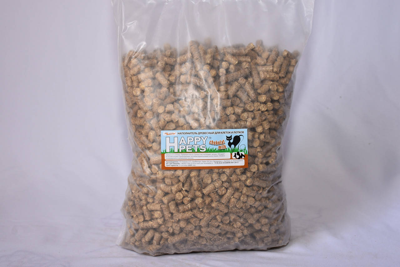 

Древесно-соломенный наполнитель для туалета ТМ Happy Pets 19л, 2,5 кг