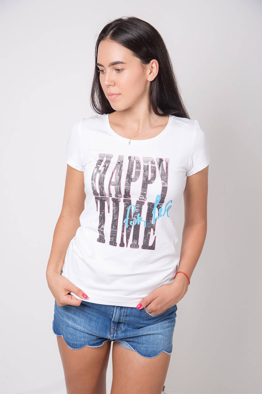 

Футболка женская "HAPPY TIME" S, Белый