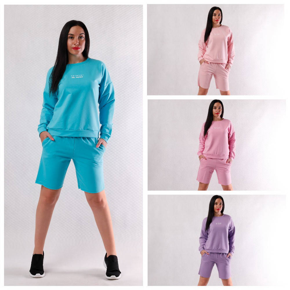 

Молодежный женский костюм с двунитки "Уличный стиль" р.46-54 54-56, Бирюзовый