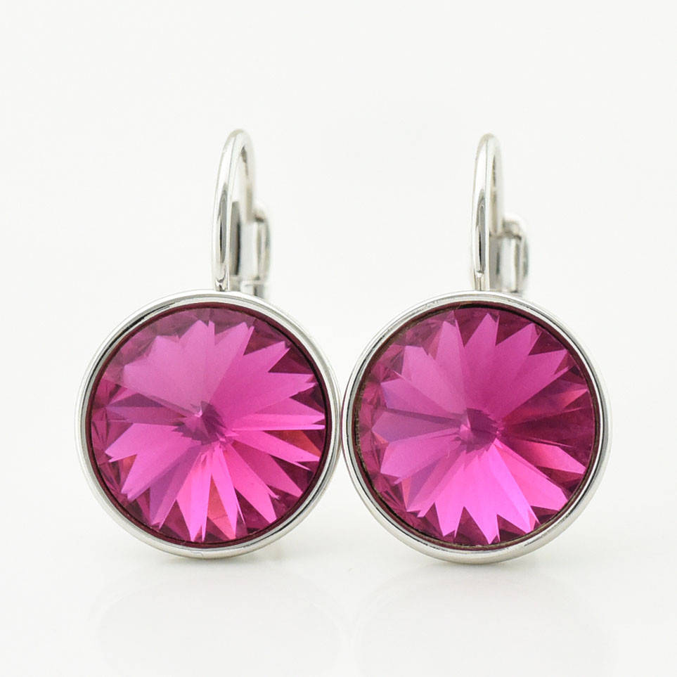 

Серьги Xuping с кристаллами Swarovski 21403 размер 20х12 мм цвет фуксия позолота Белое Золото