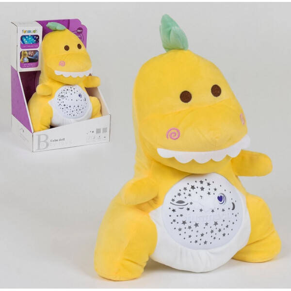 

Ночник динозавр мягкий детский игрушка с проектором звездного неба и мелодиями Желтый Funmuch (34398)