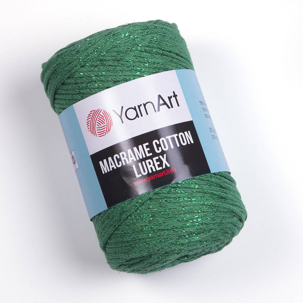 

Yarnart Macrame Cotton Lurex №728 зеленый, Зелёный