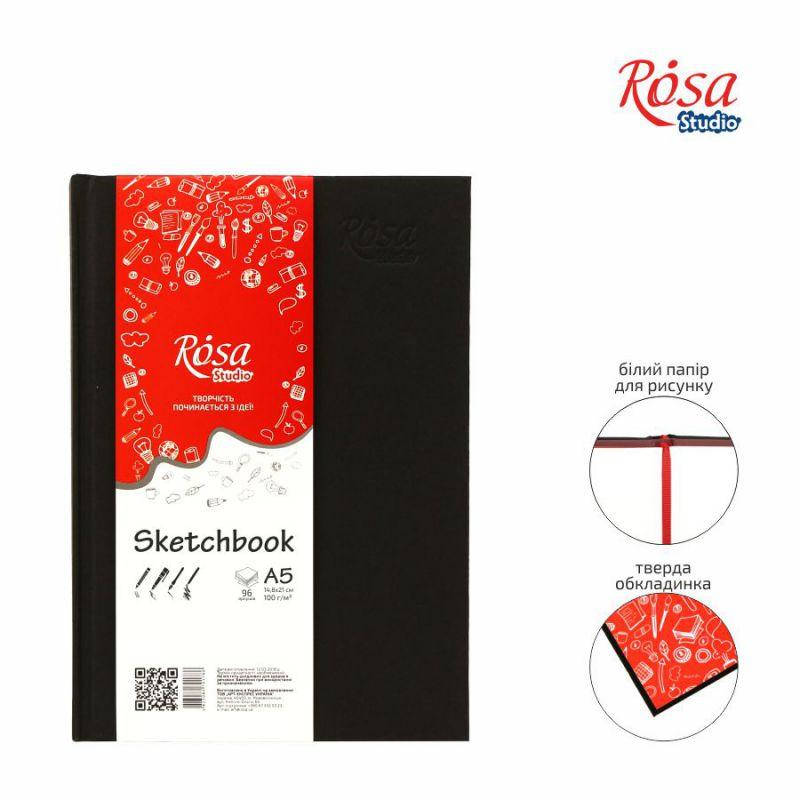 

Блокнот A5 (14,8*21см), 100г/м, 96л., черный, ROSA Studio