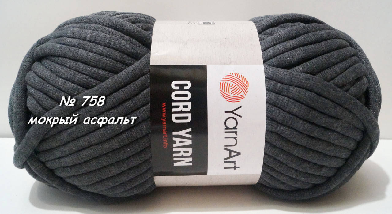 

Нитки пряжа для вязания трикотажная CORD YARN YarnArt Корд Ярд № 758 - мокрый асфальт, Темно-серый