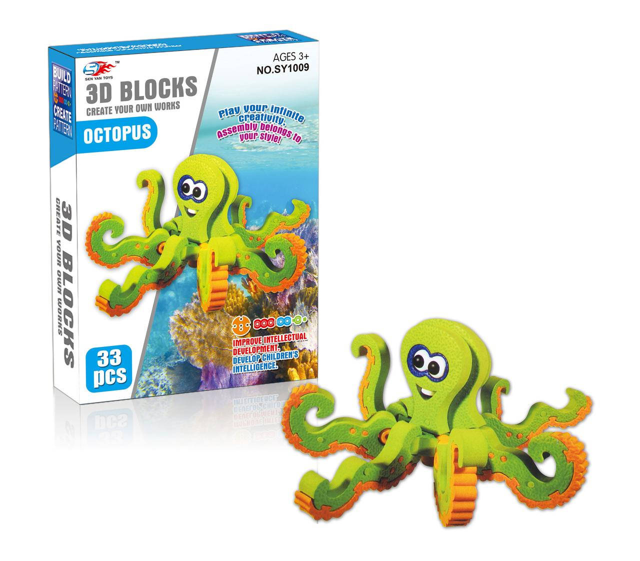 

Объемный мягкий конструктор осьминог 33 дет.