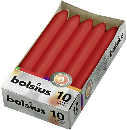 

Свеча столовая красная Bolsius 17 см 10 шт (1-030Б), Красный