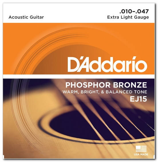 

Струны для акустической гитары D`ADDARIO EJ15 PHOSPHOR BRONZE EXTRA LIGHT 10-47