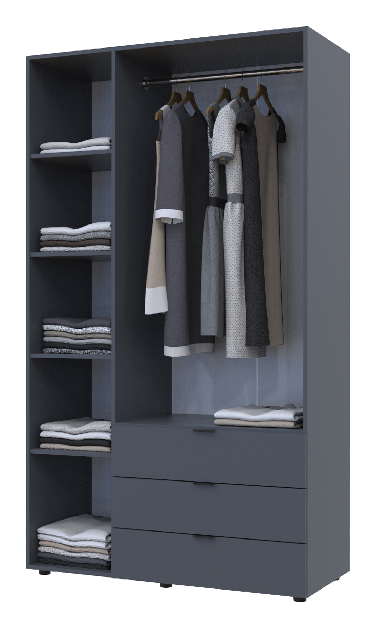 Розпашна Шафа для одягу Doros Гелар Графіт 3 ДСП 116,2х49,5х203,4 (80737074) 3