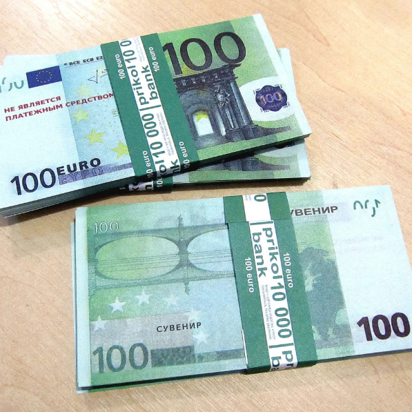 

Хит! Деньги Подарочные 100 евро 80 шт/уп, качественная печать