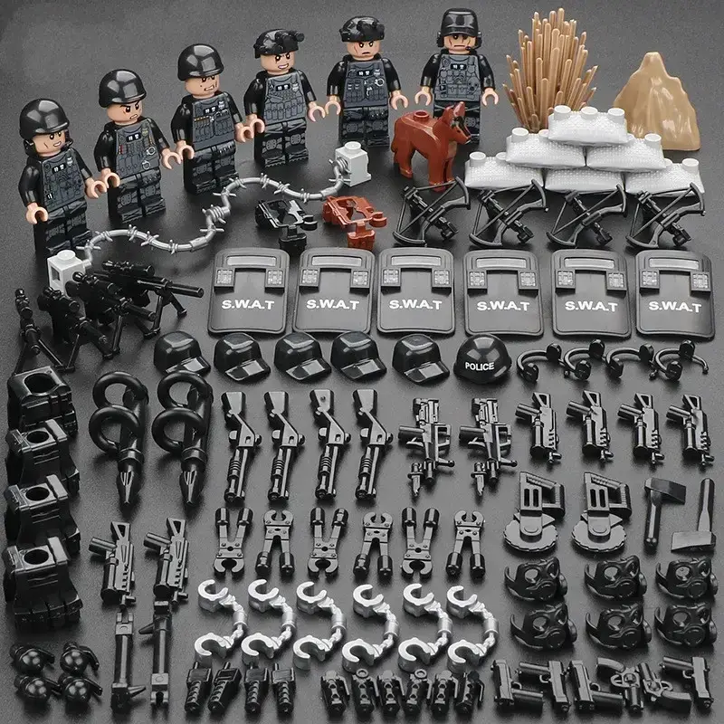 

Фигурки человечки военные спецназ полиция много оружия swat для лего lego 6 шт