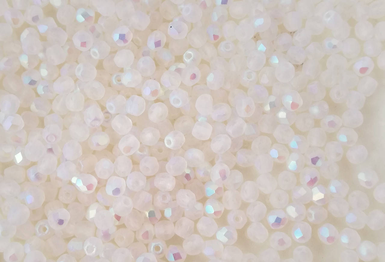 

Fire polished 3 mm Crystal Full AB Matted