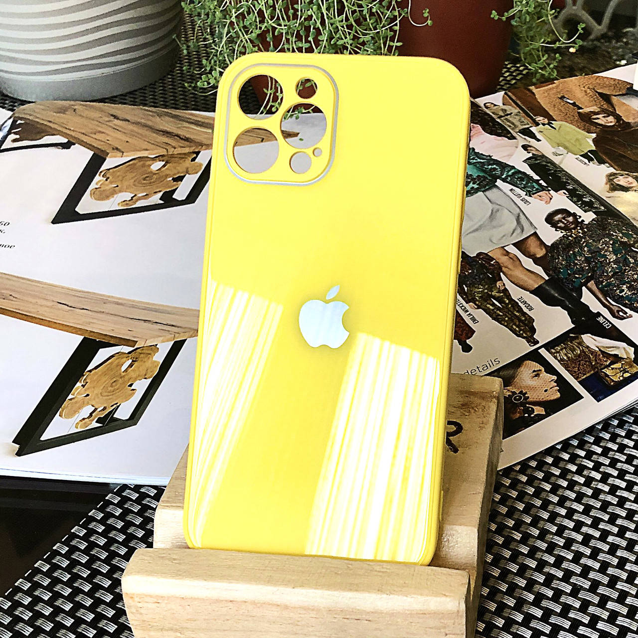 

Чехол Color-Glass для Iphone 12 Pro бампер с защитой камер Yellow