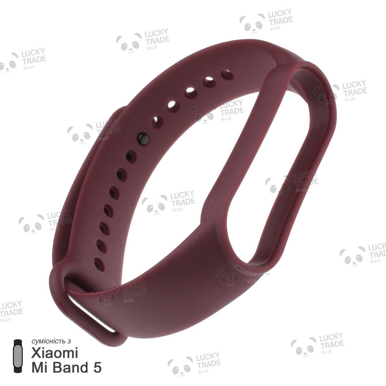 

Ремешок Xiaomi Mi Band 5 силиконовый однотонный браслет Light Темно-бордовый [2419]