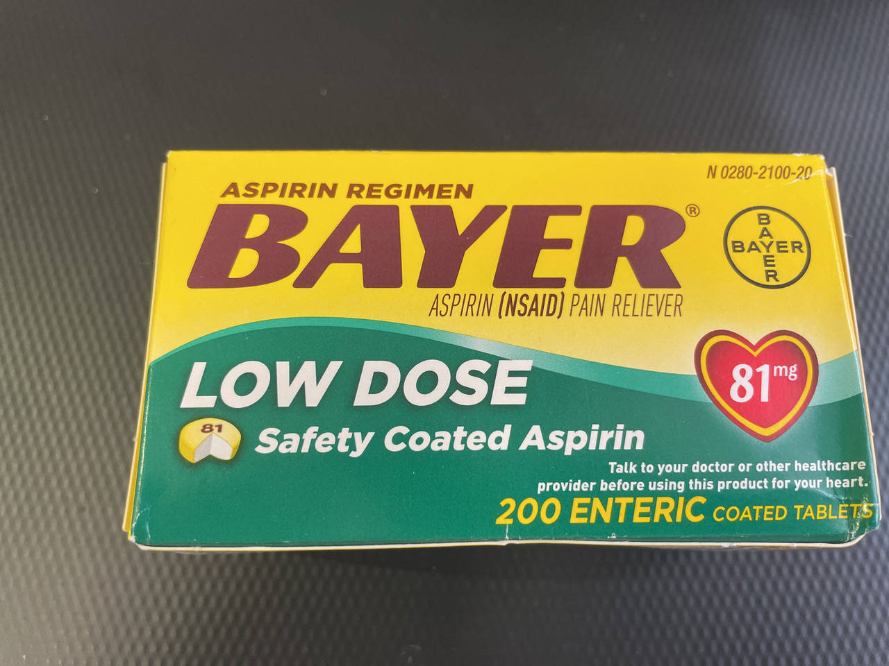 

Аспирин сердечный Bayer Aspirin Low Dose 81 mg 200 таблеток