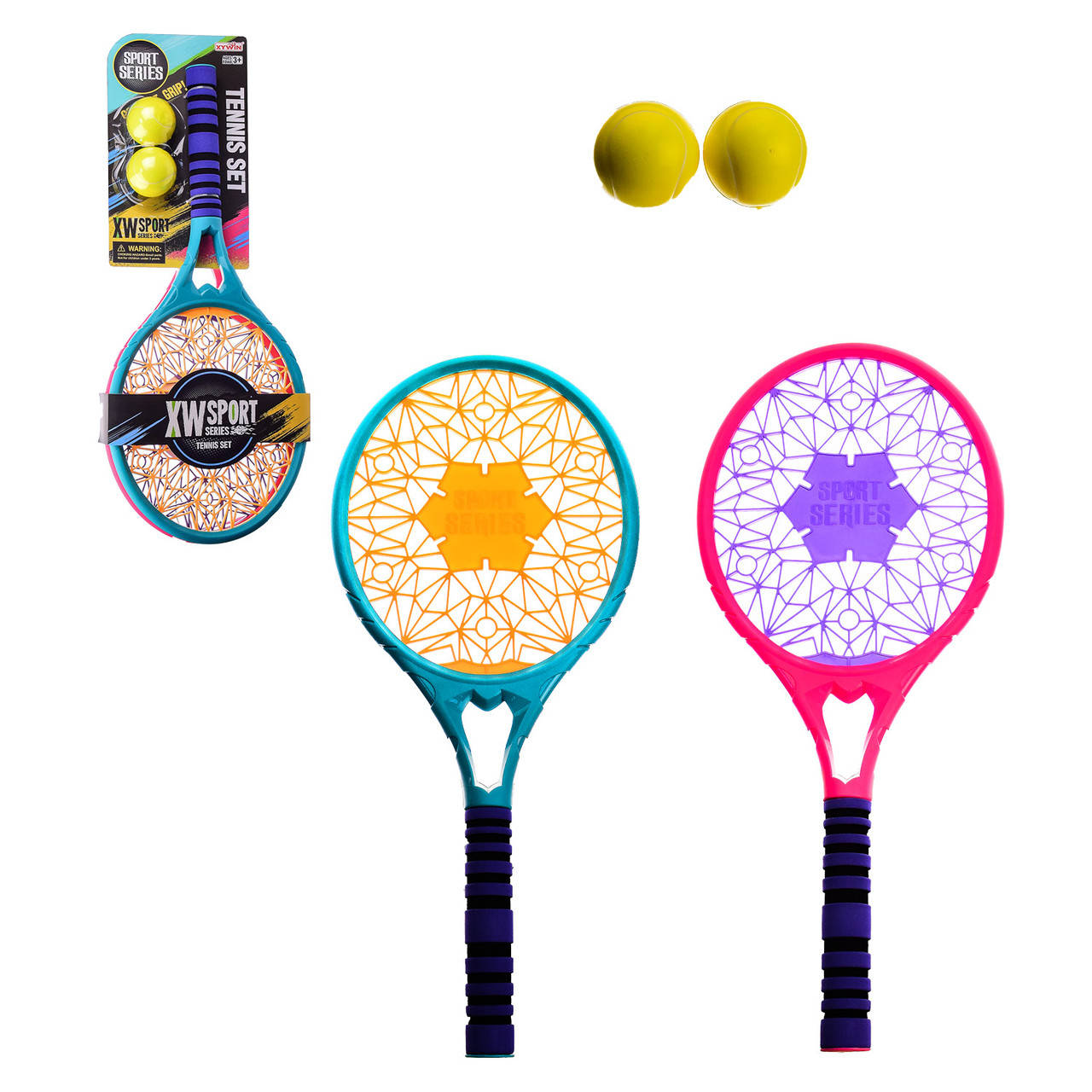 

Детский набор для игры в теннис с ракеткой и 2 мячиками, 9912