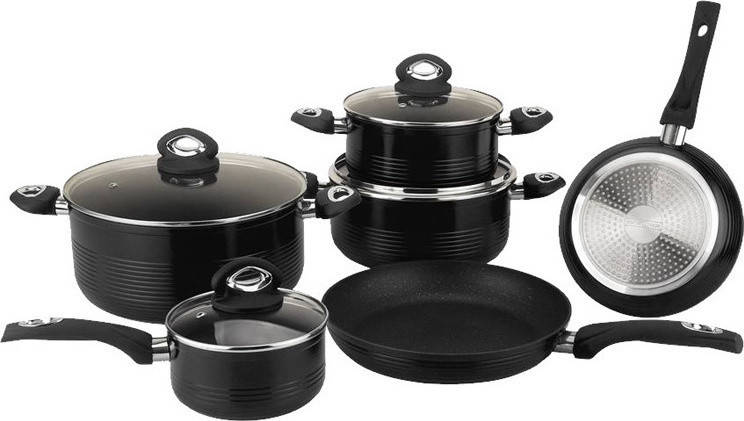 

Набор кастрюль с мраморным покрытием 10 предметов Royalty Line RL-FM10L Black, Черный