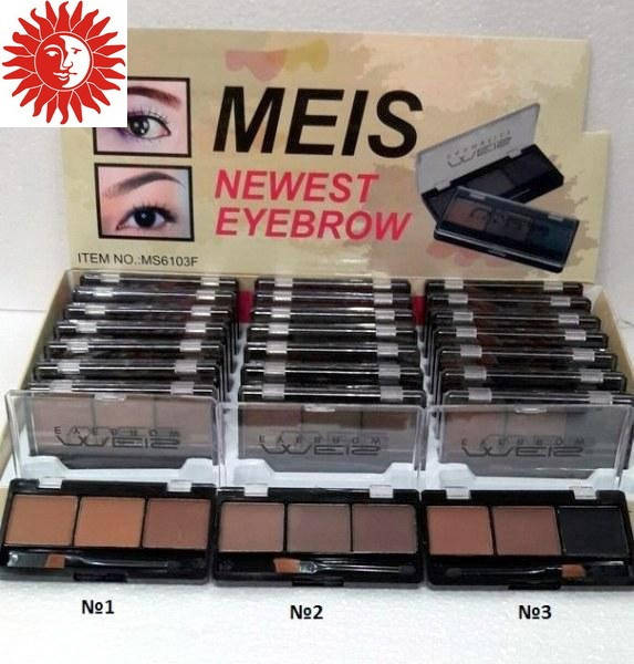 

Тени для бровей MEIS Eyebrow 3 цвета матовые с аппликатором и кистью 5.9 г MS6103F № 01