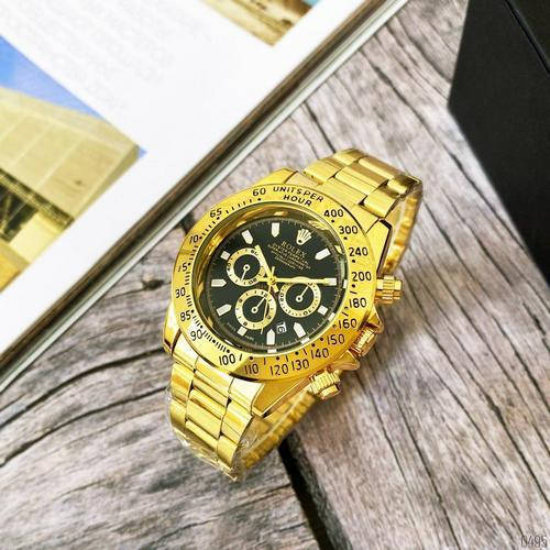 

Часы Мужские Rolex Daytona Quartz Date Gold-Black, Браслет золотой, Черный цф