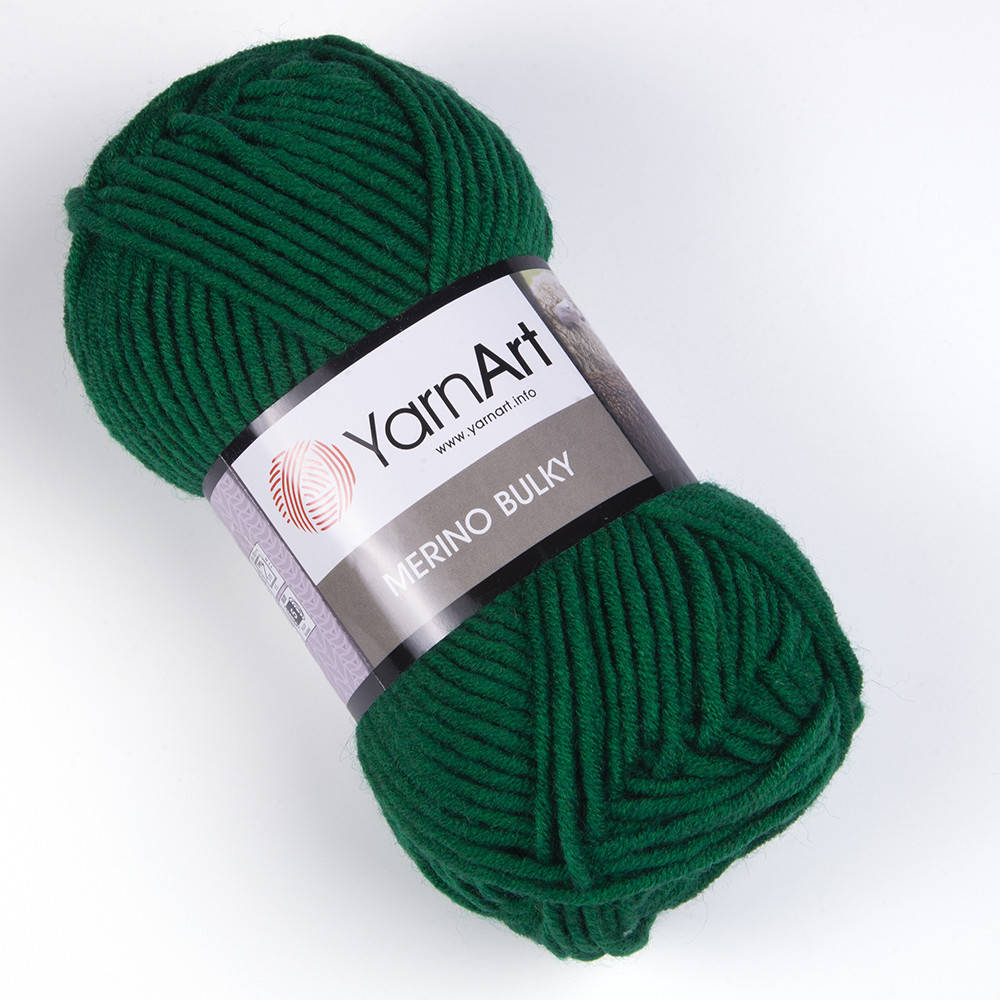 

Yarnart Merino Bulky № 338 зеленый, Зелёный