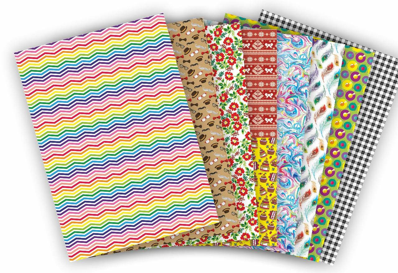 

Набір кольорового картону "Чарівні візерунки" Преміум А4, 8 арк.