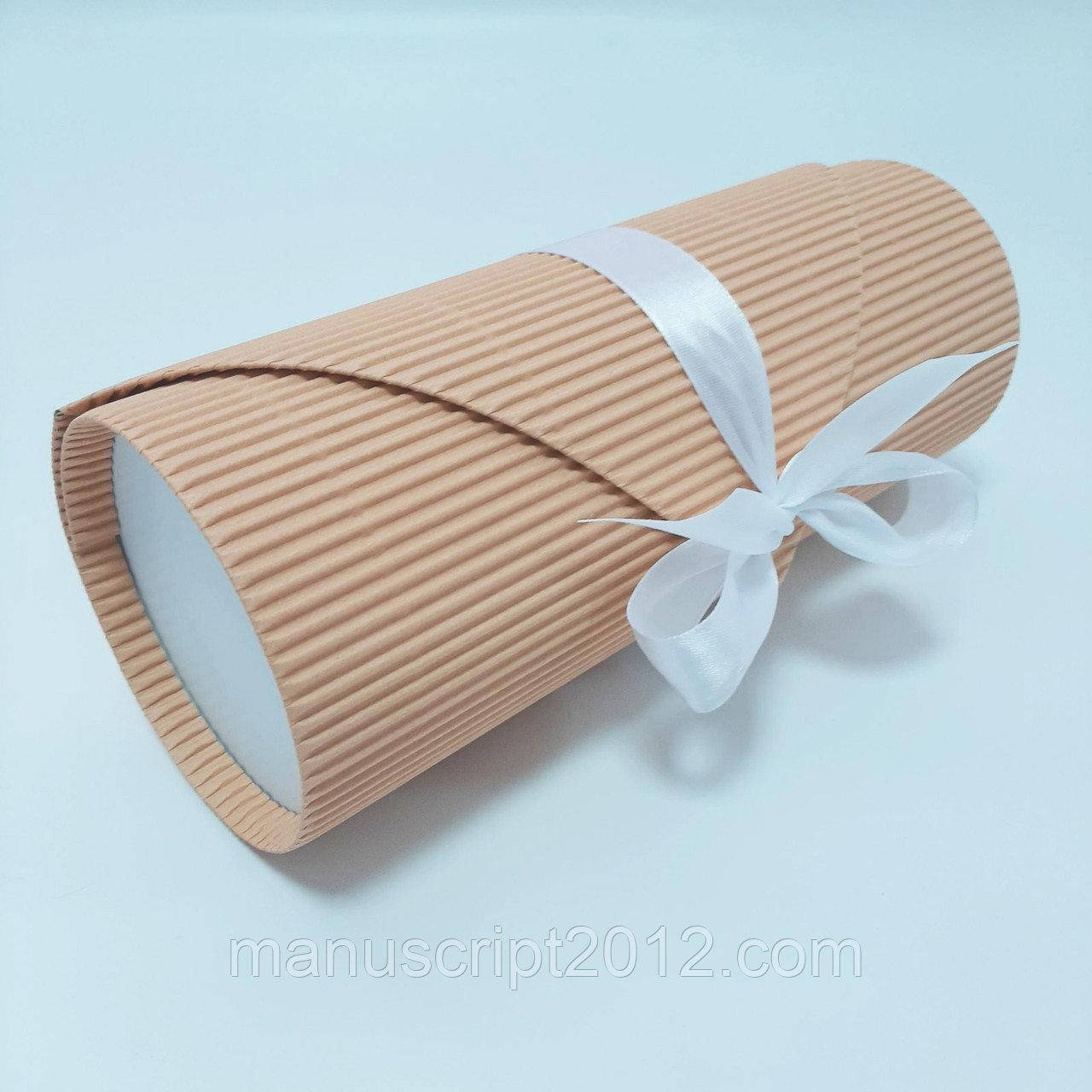 

Подарочная коробка 90*205 круглая, пудра с лентой, Коричневый