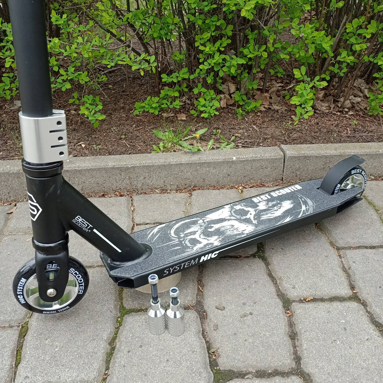 

Трюковой самокат с Черепом Черный Пеги Best Scooter (5-12 лет) HIC, алюминиевый диск и дека, колеса 10 см