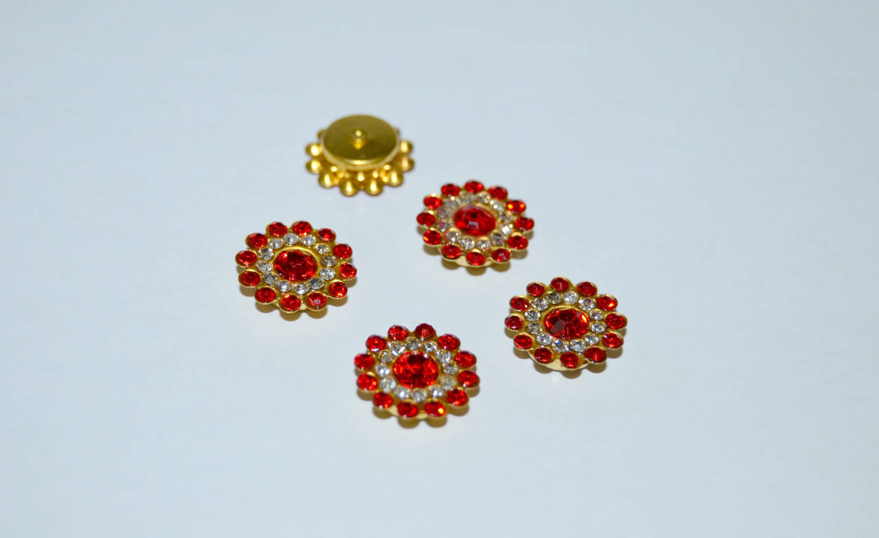 

Стрази в золотій оправі (метал), 14мм, колір- червоний