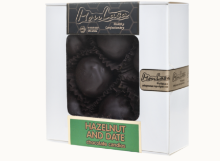

Шоколадные конфеты MonLasa с фундуком и финиками на меду 140 г