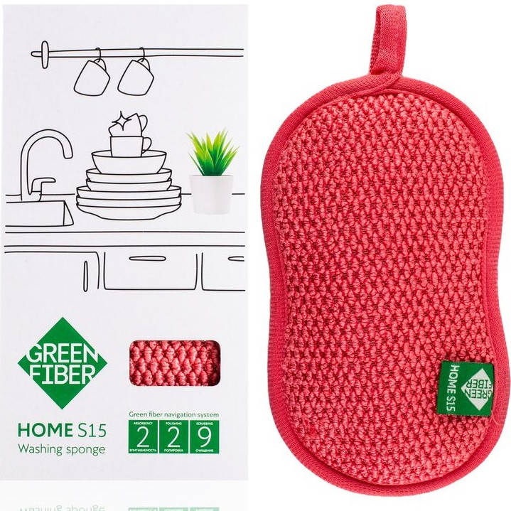 

Губка GreenWay Green Fiber HOME S15, для мытья посуды, коралловая (08104)
