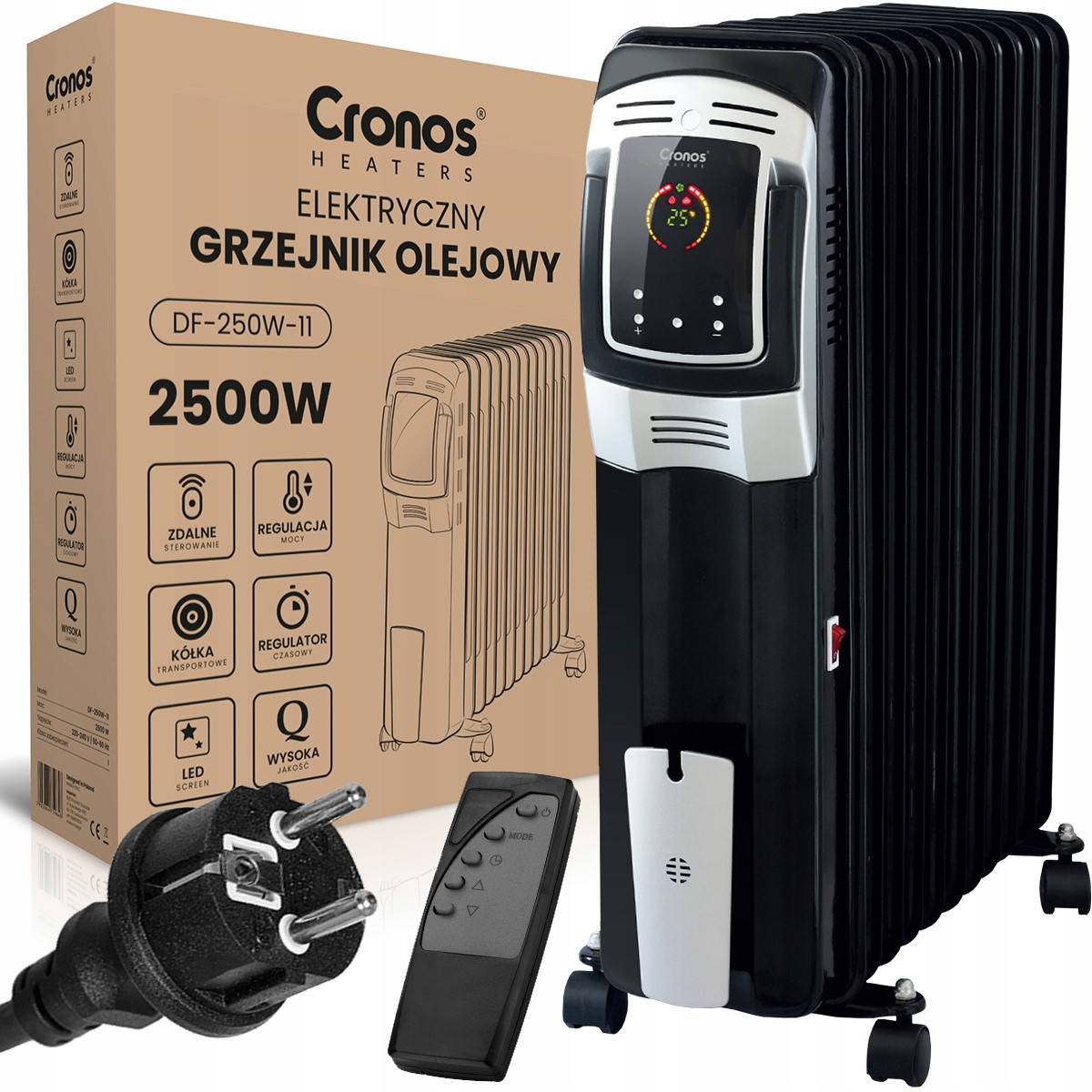 

Обігрівач масляний радіатор Cronos Heaters CRONOS HEATERS 2500 Вт чорний